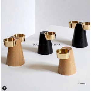 <b>Brass</b> Taper <b>Candlestick</b> <b>Holder</b> With Marble Base Gold Finish Home Decor Wedding And Parties Table Centerpiece Decorative Supplies - Product Image 1
