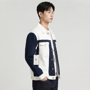 Custom <b>Men</b> <b>Denim</b> <b>Jacket</b> Heavyweight <b>Denim</b> Material Long Sleeve Design Button Closure Multiple Pockets Fashion Casual Apparel OEM - Product Image 3