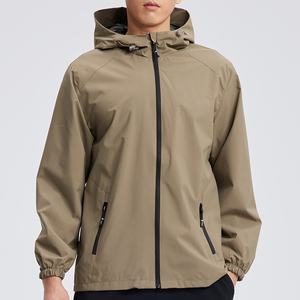 Veste à capuche coupe-vent kaki pour homme, fermeture éclair, vêtement d'extérieur décontracté pour l'automne - Product Image 1