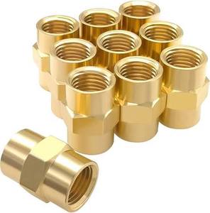 ข้อต่อทองเหลืองสำหรับท่อ ขนาด 1/2 x 1/2 นิ้ว แบบเกลียวใน (NPT) FNPT FPT สำหรับท่อน้ำ ท่อบนเรือ อุปกรณ์ประปาทองเหลือง - Product Image 1