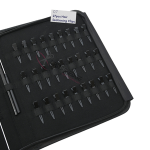 Kit d'outils pour extensions capillaires noires de salon : Pince à sertir les cheveux, crochet de tirage, peigne à queue, aiguilles à coudre pour la séparation des mèches et pinces de sectionnement - Product Image 4