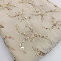 Tela de encaje floral de tul con lentejuelas y perlas bordadas a mano al por mayor para vestido de novia, fiesta de boda, vestido de noche