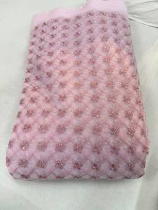 Tissu en polyester léger et doux, brodé, avec un motif floral sur toute la surface, pour robe de mariée - Product Image 3