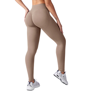 Vêtements de sport sans couture personnalisés à faible MOQ, marque privée, taille haute, anti-transparence, 250 GSM, en nylon et élasthanne, pour l'entraînement et le rehaussement des fessiers - Product Image 5