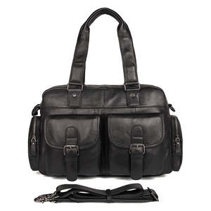 Leather Laptop Briefcase <b>For</b> <b>Men</b> Spacious Multi Zip Leather <b>Work</b> <b>Bag</b> with Shoulder Strap Professional Business Briefcase - Product Image 2