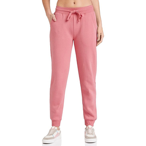 Pastel Pink Heavy Cotton Fleece Women's <b>Jogger</b> Pants <b>Cuffed</b> Hem Wholesale Europe Fall Sports - Product Image 1