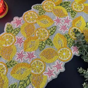 Embroidered Lemon Pattern <b>Table</b> <b>Runner</b> Bohemian Style Plant Design Washable Home Decor - Product Image 4