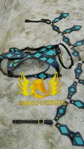 Équipement équestre en cuir sur mesure avec incrustations turquoise, bride et collier en cuir, équipement confortable et durable, prêt à être expédié. - Product Image 3