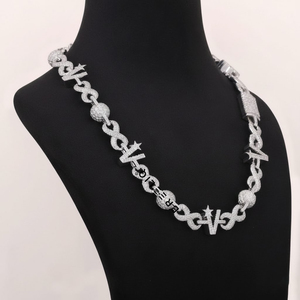 Cadena Cubana de Lujo con Diseño de Estrellas y Bolas, Estilo Hip Hop, Chapada en Oro Blanco de 14K con Diamantes Cultivados en Laboratorio, Collar de Moda Audaz para Hombre - Product Image 1