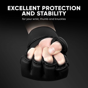 Guantes de MMA de Cuero Genuino para Entrenamientos Diarios, Guantes de MMA Transpirables con Correa de Gancho y Bucle Segura - Product Image 2