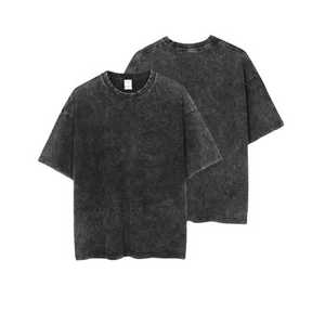 Acid Wash T-Shirt for Men 100% Cotton Knitted Fabric Blank Design Eco-Friendly Breathable Oversized Fit O-Neck Silk Screen - Product Image 1