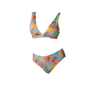 Maillot de bain personnalisé à imprimé floral pour femmes, haut court, ensemble de bikini brésilien réversible - Product Image 6