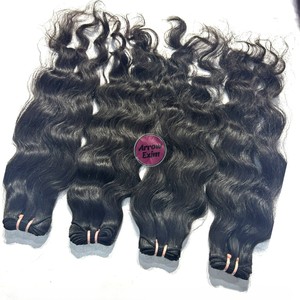 Raw Virgin Indian Remy Human Hair Curly <b>Bundles</b> No Tangle No Shedding Weaving Extensions Machine Double Weft 100g Single All - Product Image 1