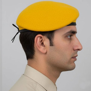 Boinas de Seguridad a Rayas de Lana 100% de Alta Calidad, Color Amarillo, para Adultos, Uso en Exteriores, para las Cuatro Estaciones - Product Image 3