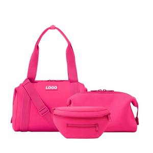 <b>Hot</b> <b>Pink</b> Neoprene <b>Bag</b> Set Travel Duffel Backpack Belt <b>Bag</b> Pouch - Product Image 1