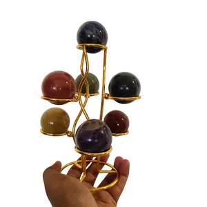 独家新品7脉轮球形桌面支架装饰展示架家庭和办公室愈合水晶球礼品