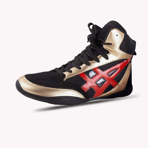 Chaussures de boxe montantes à lacets en similicuir noir, rouge et or, antidérapantes, pour l'entraînement, à prix abordable et avec service OEM ODM - Product Image 5