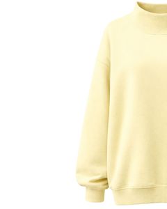Sweat-shirt polaire surdimensionné personnalisé jaune clair pour femme, col montant, pull décontracté chaud d'hiver en coton et polyester, coupe ample et tendance - Product Image 3