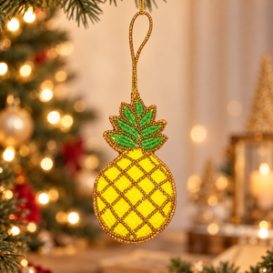 Luxury Indian Zari Embroidery Beaded Ornaments Handmade Customized Shape Yellow Color Hanging <b>Christmas</b> Tree Stand Accessories - Product Image 2