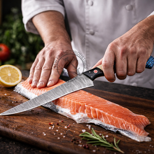 Top Trending Custom Handmade Damascus Steel Fish Fillet <b>Knife</b> 8" Extra <b>Sharp</b> Ambidextrous Blue Honeybee Nest Style Resin Handle - Product Image 2