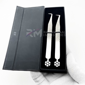 Pince à épiler RMI 90 degrés à pointe fine, finition mate, 10 mm, anti-magnétique, pour extensions de cils, en acier inoxydable japonais, personnalisée - Product Image 5