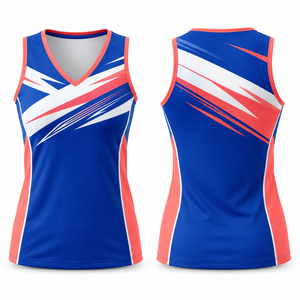 MEGAMAPLE Women's Blue Coral <b>White</b> Geometric Crew Neck <b>Tank</b> <b>Top</b> Quick Dry Sporty Knitted Sublimation Printed 100% Polyester - Product Image 1