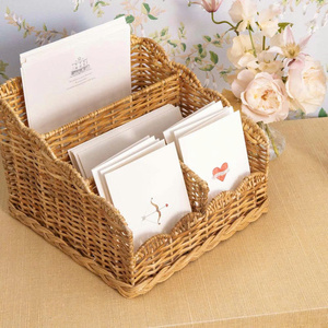 Lindos Organizadores de Cajones de Mimbre Tejidos a Mano con Compartimentos, Organizador con Borde Ondulado, Cesta de Mimbre Natural para Escritorio, para Cuarto de Niños - Product Image 2