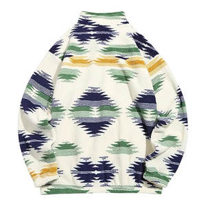 Sweat-shirt zippé personnalisé pour homme, brodé, coupe évasée, design streetwear vintage, en coton épais - Product Image 2