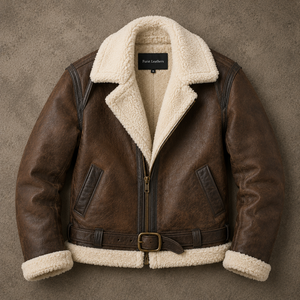 Chaqueta de Cuero Genuino Forest de Doble Cara, Cuello Alto, Cierre de Cremallera, Tejido Transpirable, Color Sólido, Informal, de Invierno, para Hombre - Product Image 1
