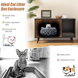 Enclos pour litière de chat à double porte, meubles et armoires pour animaux de compagnie - Product Image 5