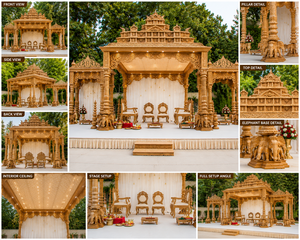 Mandap de mariage traditionnel Grand Éléphant Pillar Manavarai, scène sculptée en fibre, style temple sud-indien, Kalyana Mandapam - Product Image 6