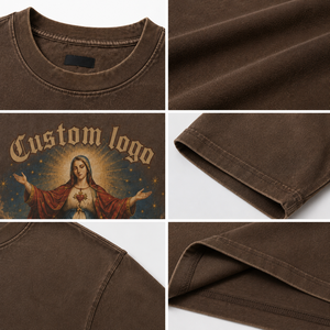 Camiseta Oversize de Algodón Grueso para Hombre con Gráfico del Sagrado Corazón, Diseño Personalizado, Impresión Digital, Estilo Gótico Urbano, Corte Holgado Informal - Product Image 4