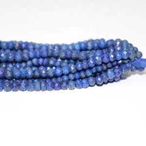 Perles Rondelle à facettes en Lapis naturel 4-4.5mm brin de 13 pouces pour la fabrication de bijoux - Product Image 1