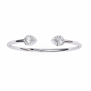 Brazalete de Oro de 18K con Diamantes Cultivados en Laboratorio, Corte Pera, Halo, Diseño Abierto, para Mujer, Regalo, Joyería de Boda - Product Image 4