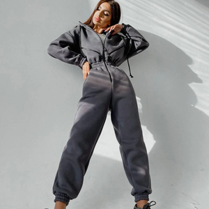 Mono con capucha para mujer, mono informal para mujer, mono de una pieza con cremallera para mujer, mono de invierno para mujer, ropa de calle para mujer - Product Image 5