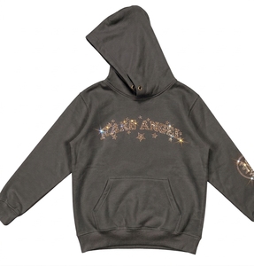 Sweat-shirt à capuche RARE ANGEL en strass pour homme, coupe oversize, en coton noir, style décontracté d'hiver, imperméable, écologique, 360g - Product Image 4