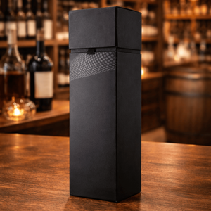 Boîte à bouteille rigide en kraft écologique avec fermeture magnétique |   Emballage en carton recyclable laminé mat avec doublure en éponge pour vins et huiles - Product Image 2