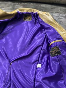 Veste en cuir texturé serpent doré pour homme CHAMP KING, doublure violet royal - Product Image 3