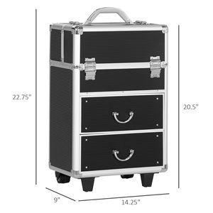 Trolley Trucco con Ruote Girevoli e Ampio Spazio di Stoccaggio, Bloccabile - Nero - Product Image 3