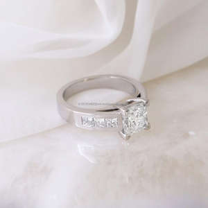 IGI/GIA Lab Grown Princess Cut Diamond Vintage 14K amarillo oro blanco boda/anillo de compromiso Unisex aniversario anillos finos - Product Image 2