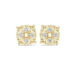 Boucles d'oreilles de fiançailles en or rose 14 carats avec diamant rond cultivé en laboratoire pour femmes |   Nouveau diamant cultivé - Product Image 3
