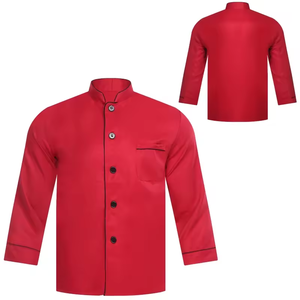 Chaqueta de Chef Larga Unisex de Algodón con Ribete en Contraste, Uniforme para Restaurante, Cocina, Hotel, Cafetería, Panadería, Cantina - Product Image 3