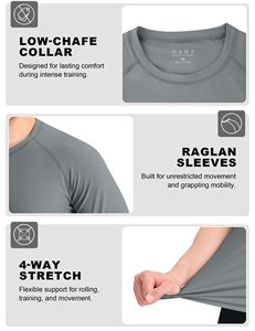 Men's Gray Short Sleeve Compression Shirt Quick Dry Spandex Nylon Fitness <b>Top</b> Adult Sport Wear <b>Raglan</b> Fitness Base Layer <b>Top</b> - Product Image 3