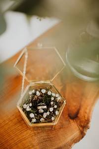 Customized <b>Hexagon</b> Glass Jewelry <b>Box</b> with Metal Frame, Decorative Storage Organizer Ring <b>Box</b> For Wedding <b>Gift</b> & Home use - Product Image 6