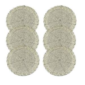 Premium <b>Beaded</b> <b>Placemat</b> Unique Designer White <b>Beaded</b> <b>Placemat</b> Glass Beads Modern tea coster Table Decoration Dining Room - Product Image 4