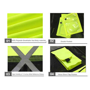 Gilet de sécurité haute visibilité respirant de classe <span class=keywords><strong>2</strong></span> pour les intervenants d'urgence et le personnel, avec logo personnalisé, imperméable et réglable - Product Image 2