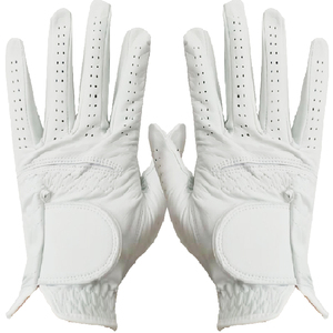 Gant de golf en cuir véritable blanc, main droite, antidérapant, à enfiler, unisexe, pour le sport - Product Image 4