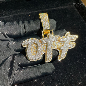 Colgante de Plata de Ley 925 para Hombre, con Letra, Número, Nombre, Inicial o Logotipo Personalizado, con Incrustaciones de Moissanita VVS, Certificado de Lujo, Estilo Hip Hop - Product Image 1