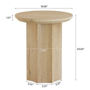 Tavolino da Caffè Rotondo in Legno, Utilizzabile come Tavolino Laterale per Divano o Tavolo da Tè nel Soggiorno - Product Image 5