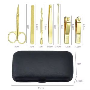 MORJE Surgical 7 In 1 Stainless Steel <b>Nail</b> <b>Kit</b> With Case Portable Manicure Tools Set Gold Color For Adult - Product Image 3